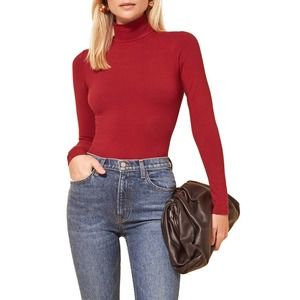 Reformation Navia Bodysuit M Turtleneck Mock Neck